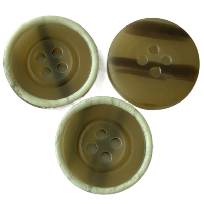 Plastic Coat Buttons With White Rim Imitation Horn Desgin On Back 34L 4 Hole For Coat