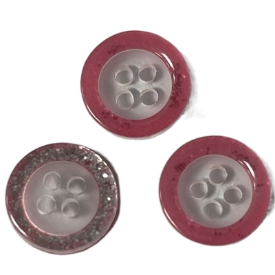 Transparent Shirt Buttons With Pink Glitter Rim Use On Shirt Blouses