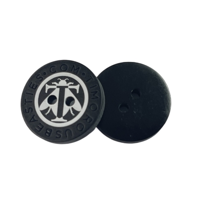 Silk Printed Plastic Resin Buttons Engraved Logo Blouses Coat Button Four Hole In 32L For Clothing