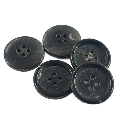 Garment Accessory Natural Real Horn Buttons Black Color Four Hole In 30L
