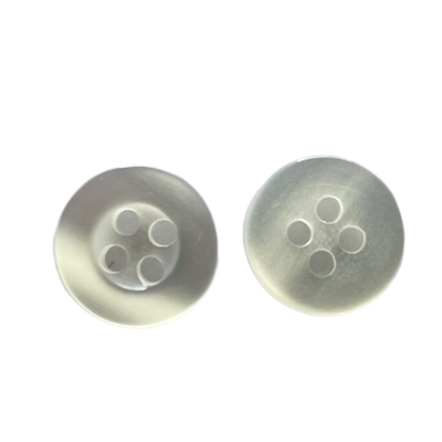 White Color Plastic Shirt Buttons With Rim Pearl Effect In 18L Use On Shirt