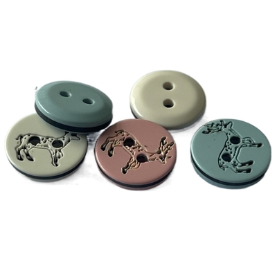 2 Hole In 18L Fancy Plastic Buttons With Silk Printed For Garment Accessories