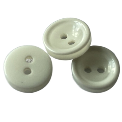 Shirt Round Plastic Buttons With Three Layers Pearl Effect Chalk Back 20L