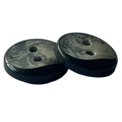 18L Polyester Black Coat Buttons With Fake Marble Effect Two Hole Slope Face