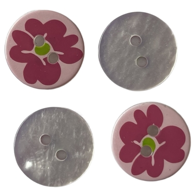 Colorful Flowers Silk Printed Fancy Plastic Buttons With 2 Hole In 26L For Garment Accessories