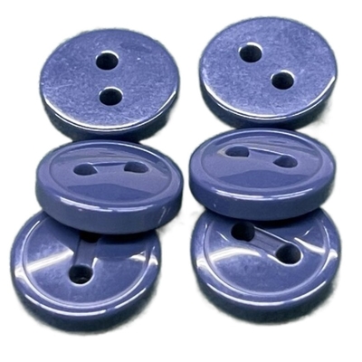 Groove In The Middle Two Hole Flat Back Plastic Resin Buttons 16L Navy Blue Color For Sewing