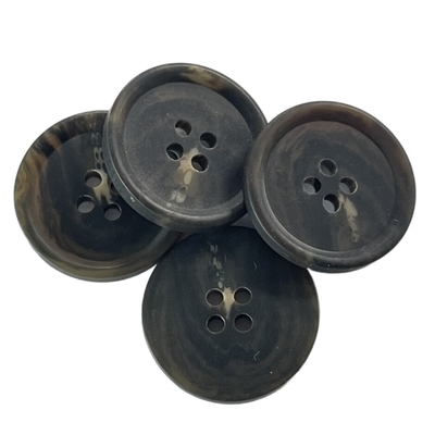 Round Matte Finished Plastic Coat Faux Horn Buttons With Rim 36L Four Hole