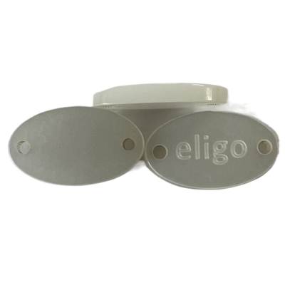 Badge Design Ellipse Fancy Plastic Buttons Off White Color With Logo Sew On Type Custom