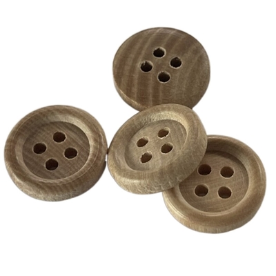 Luxury Natural Wooden Buttons 4 Hole With Wood Texture 28L Environmentally Friendly