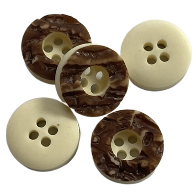 Polyester Fake Shell Buttons With Concave Central Four Hole In 18L For Shirt Sewing