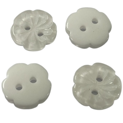 Pearl Effect Plastic Flower Buttons With Chalk Back Off White Color In 16L For Sewing