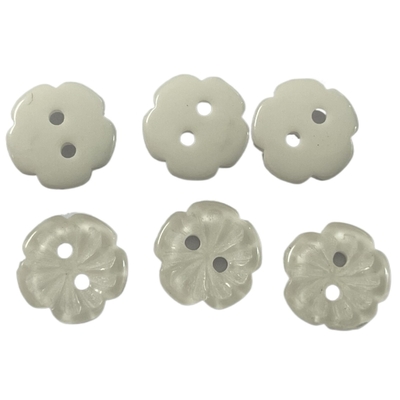 Pearl Effect Plastic Flower Buttons With Chalk Back Off White Color In 16L For Sewing