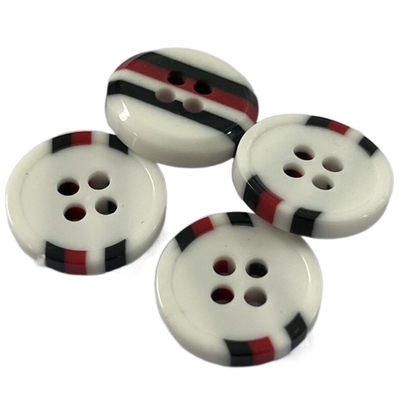 Shirt Sewing Fancy Plastic Buttons Four Color Combo On Back Side Rim 4 Hole 22L