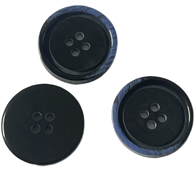 Sewing Plastic Diy Resin Buttons With Faux Horn Half Blue Rim Chalk Back In 32L 4 Hole