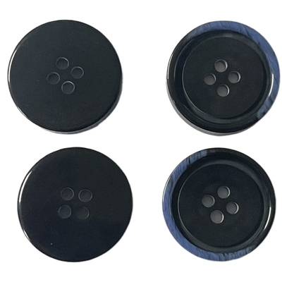 Sewing Plastic Diy Resin Buttons With Faux Horn Half Blue Rim Chalk Back In 32L 4 Hole