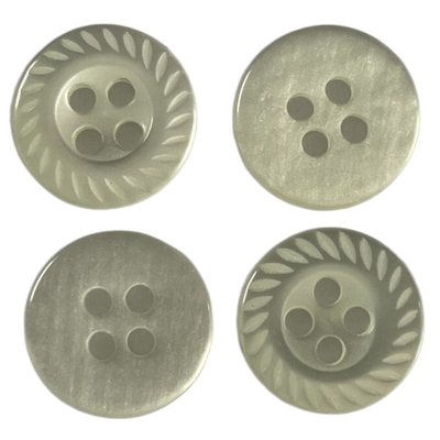 Off White Plastic Shirt Buttons Pearl Effect With Petal Rim In 22L