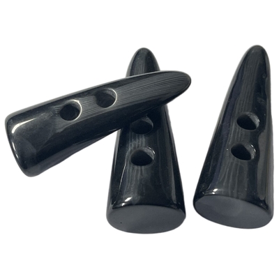 2 Hole GRS Horn Shaped Toggle Buttons / Horn Tooth Shape Black Color