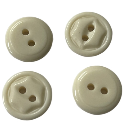 Plastic Resin Hexagon Buttons Snow White With Two Hole In 28L Apply For Sewing Shirt