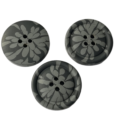 Grey Horn Design Plastic Coat Buttons With Slot On Edge 50L 4 Hole Use On Women'S Coat