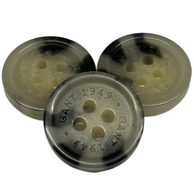 26L Engraved Logo Fake Horn Button With Rim 4 Hole Brown Color