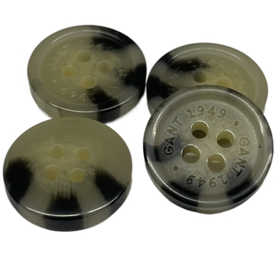 26L Engraved Logo Fake Horn Button With Rim 4 Hole Brown Color