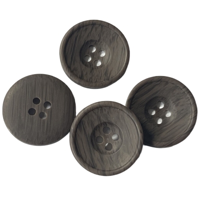 Imitation Wooden Polyester Buttons 32L 4 Holes With Little Rim For Sewing