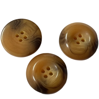 19mm Four Holes Plastic Coat Buttons Horn Effect Round Brown Plastic Buttons