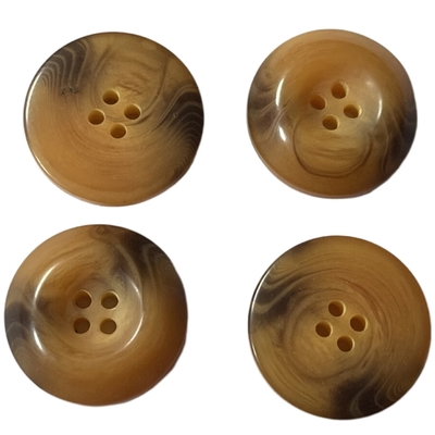 19mm Four Holes Plastic Coat Buttons Horn Effect Round Brown Plastic Buttons
