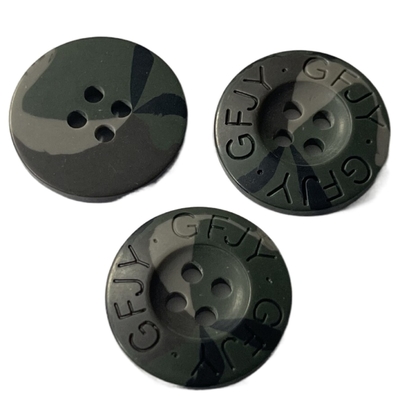 Engraved Logo Plastic Coat Buttons  34L Camouflage Color Use For Coat Sweater