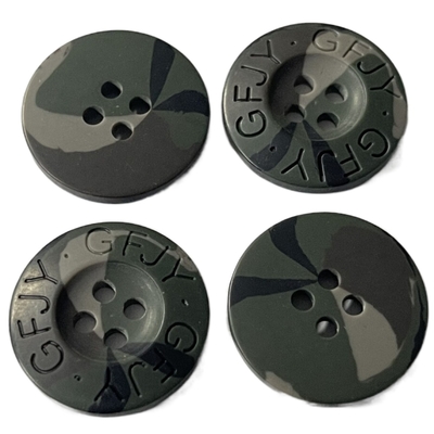 Engraved Logo Plastic Coat Buttons  34L Camouflage Color Use For Coat Sweater
