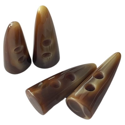 2 Hole Horn Toggle Buttons For Coat With Horn Tooth Shape Full Shiny
