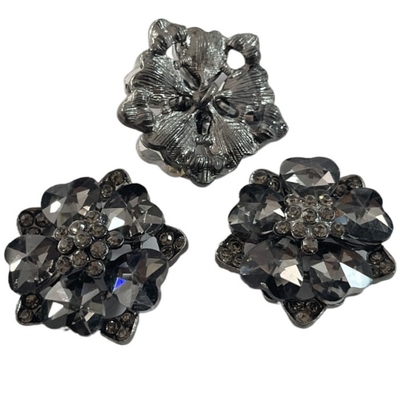 40L Fancy Metal Shank Buttons 2.3g With Faux Crystal Use Plastic Flower Buttons