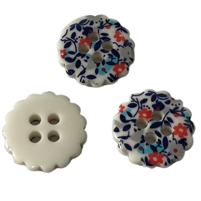 Silk Print Shirt Flower Resin Buttons 4 Holes 20L For Sewing Blouse