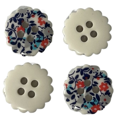 Silk Print Shirt Flower Resin Buttons 4 Holes 20L For Sewing Blouse