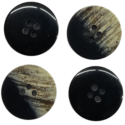 Faux Marble Polyester Buttons 4 Holes Black 30L Use For Coat Sweater