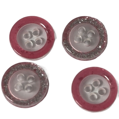 Transparent Shirt Buttons With Pink Glitter Rim Use On Shirt Blouses