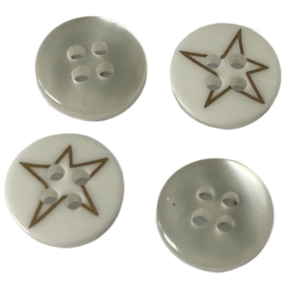 Faux Pearl 20mm Resin Buttons SilKed Print Gold Star Use On Blouses Garment