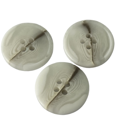 Coat Jacket Faux Horn Buttons Matt Finished 4 Holes 36L White Color
