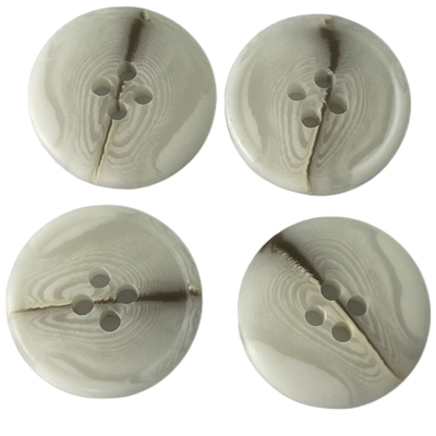 Coat Jacket Faux Horn Buttons Matt Finished 4 Holes 36L White Color