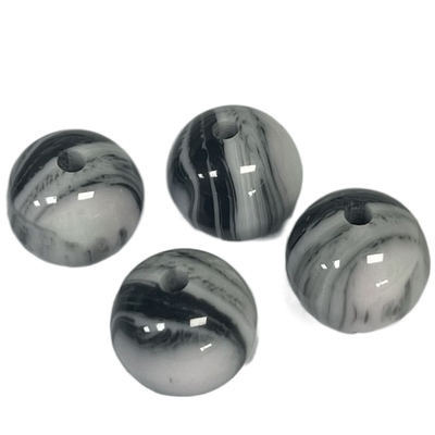 One Hole Fancy Resin Bead Buttons Marble Effect 10mm Round for Garment