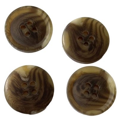 Resin Eco Friendly Polyester Fake Horn Buttons In 22L Deep Brown 4 Holes