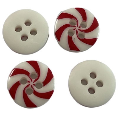 White Chalk Buttons With Red Silk Print 20L For Shirt Blouses