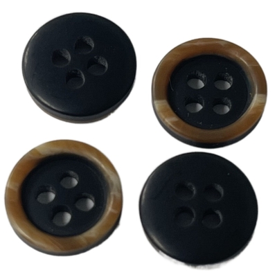 Two Layers Chalk Buttons Black Color 16L For Shirt Garment Accessory